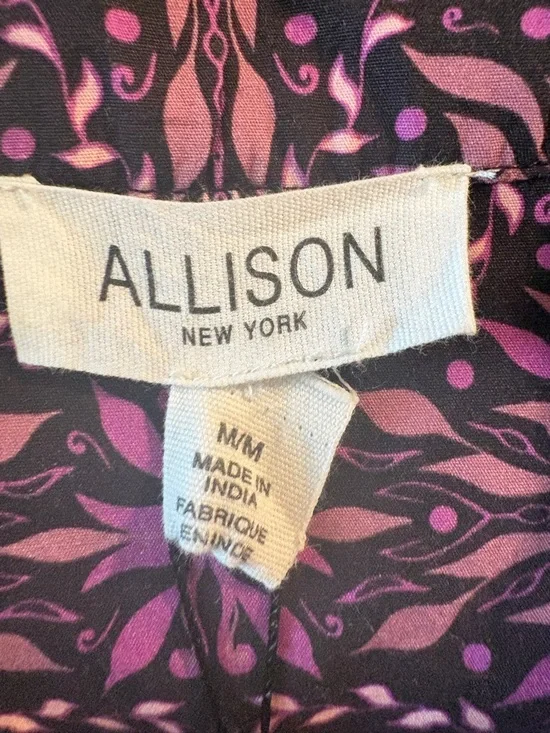 Allison New York Madison Full Wrap Black & Purple Maxi Dress Size Medium - Picture 8 of 9